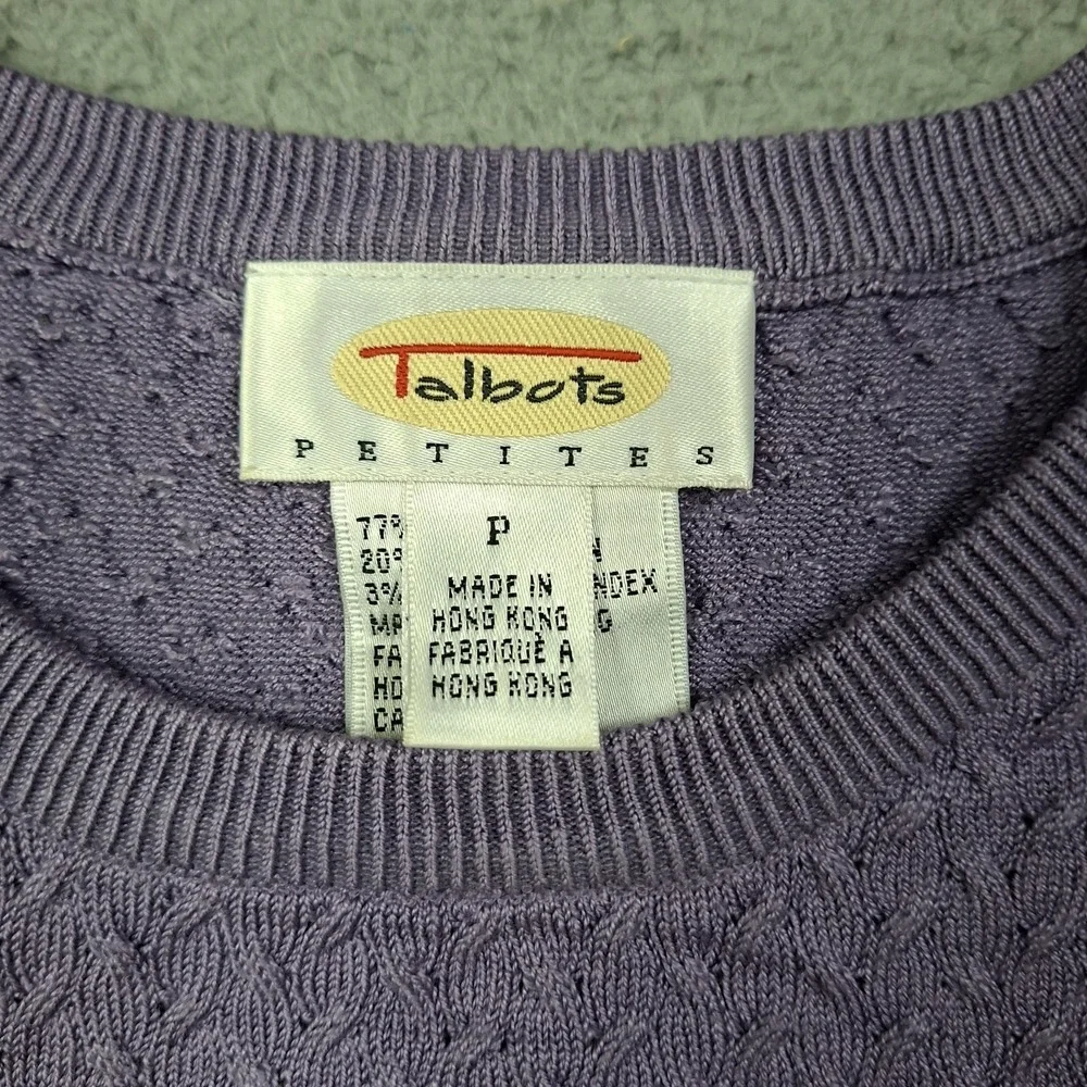 Coastal Grandma Talbots P Small Lavender Silk Blend Cable Knit Sweater Vintage